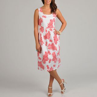 La Cera Womens Floral Print Pleated Tank Dress
