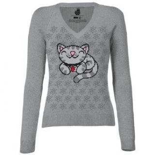 Big Bang Theory Pixel Kitty Juniors V Neck Sweater