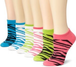 K. Bell Socks Womens 6 Pack Zebra Brights No Show Socks