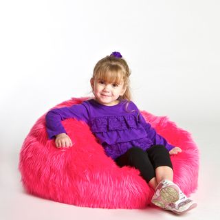 Sullivan Childrens Neon Pink Faux Fur Bean bag Lounge Chair