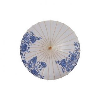 Artwedding Cotton Paper Wedding Umbrella with Blue