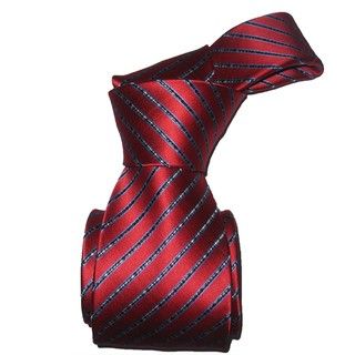 Dmitry Mens Red Striped Italian Silk Tie