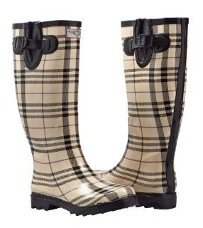 Plaid Wellington Rubber boots Rainboots Hunting style (6) Shoes