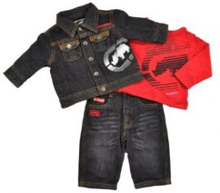 Ecko Baby Boys Infant 3 Piece Denim Jacket Set, Black, 12