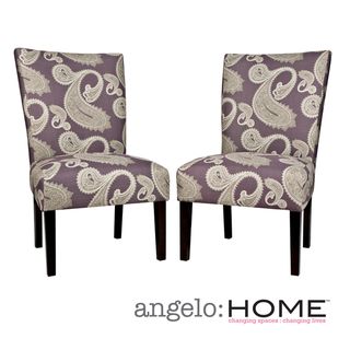 angeloHOME Bradford Feathered Paisley Amethyst Purple Upholstered