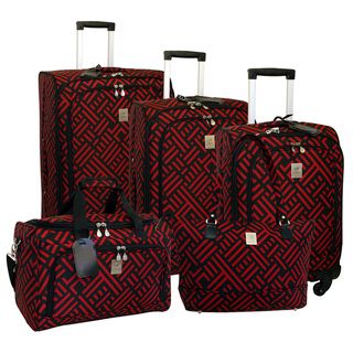 Jenni Chan Signature Black/Red 5 piece Spinner Luggage Set
