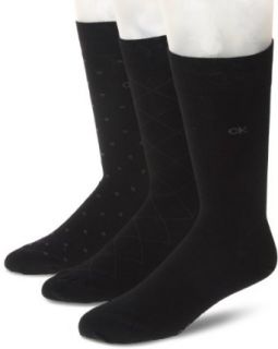 Calvin Klein Mens 3 Pack Fashion Geometric Socks, Black