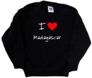 I Love Heart Madagascar Black Kids Sweatshirt Clothing