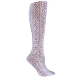 White Lace Styled Textured Knee High Trouser Socks