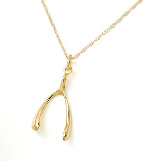 CDG 14k Gold Wishbone Necklace