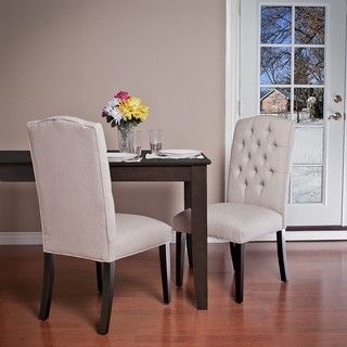 Christopher Knight Home Crown Fabric Off white Dining Chairs (Set of 2