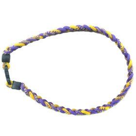 Titanium Ionic Braided Necklace   Purple/Gold Sports