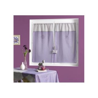 Vitrage Voile de coton brodé Bonheur Lilas 45 x 120cm   Vendu à la