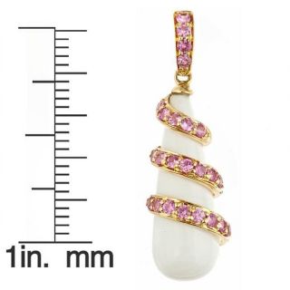 Yach 14k Yellow Gold White Agate and Pink Sapphire Earrings