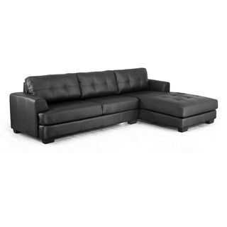 Dobson Black Leather Modern Sectional Sofa