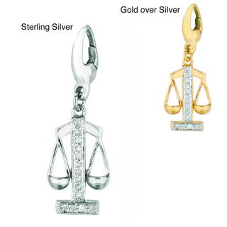 Silver Diamond Scales of Justice Charm