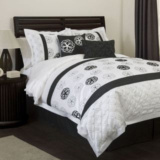 Lush Decor Covina Black/White 6 piece Comforter Set