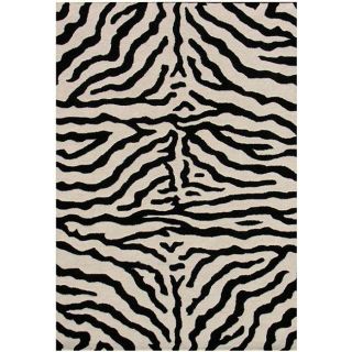 Zebra Animal Pattern Black/ White Wool Rug (26 x 12)