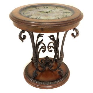 Casa Cortes Designer Round Clock Coffee and End Table