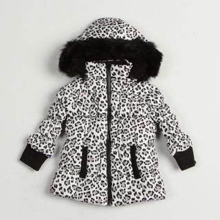 KC Collections Girls Black/ White Leopard Jacket