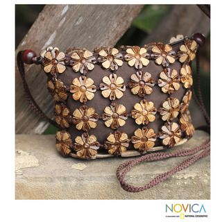 Handcrafted Coconut Shell Petite Garden Shoulder Bag (Thailand