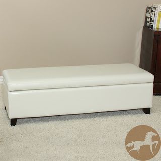 Christopher Knight Home York Bonded Leather Ivory Storage Ottoman