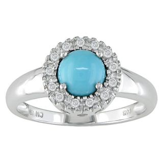 14 kt. White Gold 1/10 ct. Diamond and Turquoise Ring