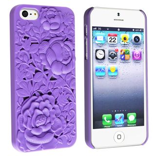 BasAcc Purple 3D Sculpture Rose Rear Case for Apple iPhone 5