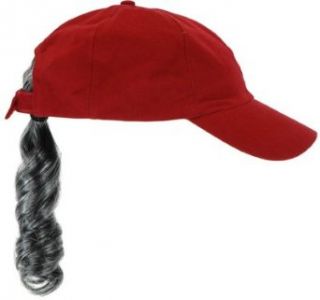 Adult Baseball Hat With Gray Ponytail Clothing