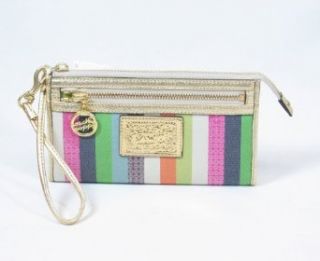 Coach Legacy Stripe Zippy Clutch Wristlet Wallet Bag Multi