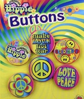 Hippie Buttons Set of 5 Clothing