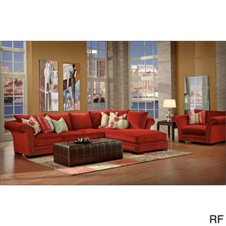 Venice 2 piece Red Nail Head Fabric Oversized Sectional