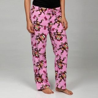 Womens Pink Monkey Print Fleece Pants