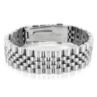 Stainless Steel Wide Link Bracelet