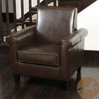 Christopher Knight Home Freemont Leather Brown Club Chair