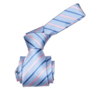 Republic Mens Light Blue/ Pink Striped Microfiber Neck Tie