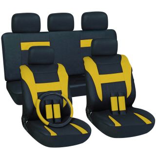 16 piece Yellow Car Seat Cover Automotive Set