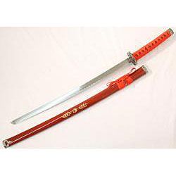 Ying Yang Symbol 40 inch Red Japanese Samurai Sword Set