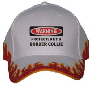 WARNING PROTECTED BY A BORDER COLLIE Orange Flame Hat