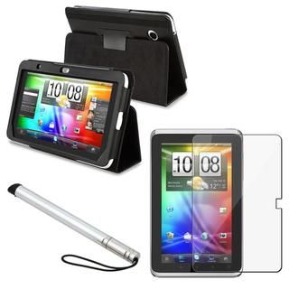 Black Leather Case/ Screen Protector/ Stylus for HTC Flyer