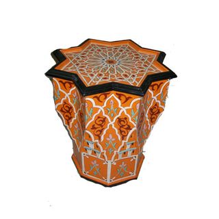 Handpainted Arabesque Wooden Moroccan Star End Table (Morocco