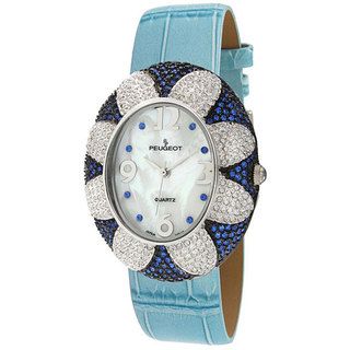 Peugeot Womens Blue Oval Flower Watch