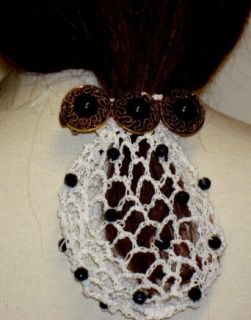 Hand Crocheted White Rayon Cotton Gimp Small Dress Snood