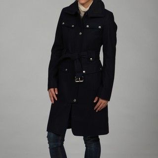 Laundry Womens Navy Wool Belted Coat