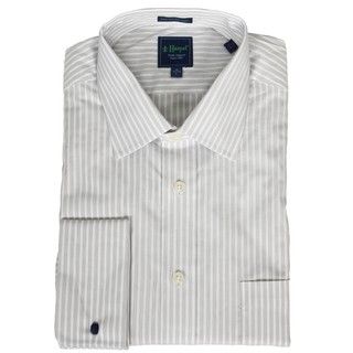 Haspel Mens Grey Stripe French Cuff Dress Shirt