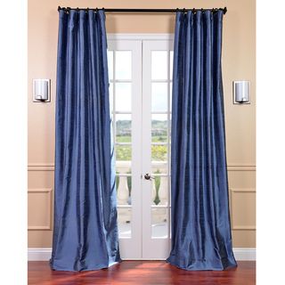 Signature Winter Blue Textured Silk 96 inch Curtain Panel
