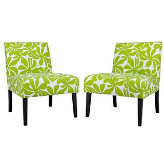 Portfolio Niles Green Floral Paisley Armless Chairs (Set of 2