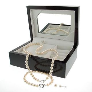DaVonna White FW Pearl 3 piece Jewelry Set with Gift Box (6 7 mm