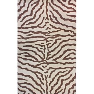 Alexa Zebra Animal Pattern Brown/ Ivory Wool Rug (26 x 12