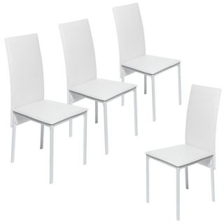 BON ETAT   Lot de 4 chaises LINDSAY blanches   Revêtement  PVC